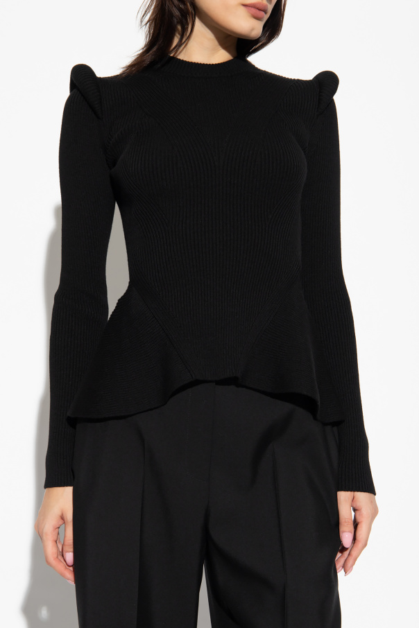 【送料&関税込】Alexander McQueen Black Wool Knitwear Alexander McQueen - Jacquard-Knit Sweater - Black Alexander